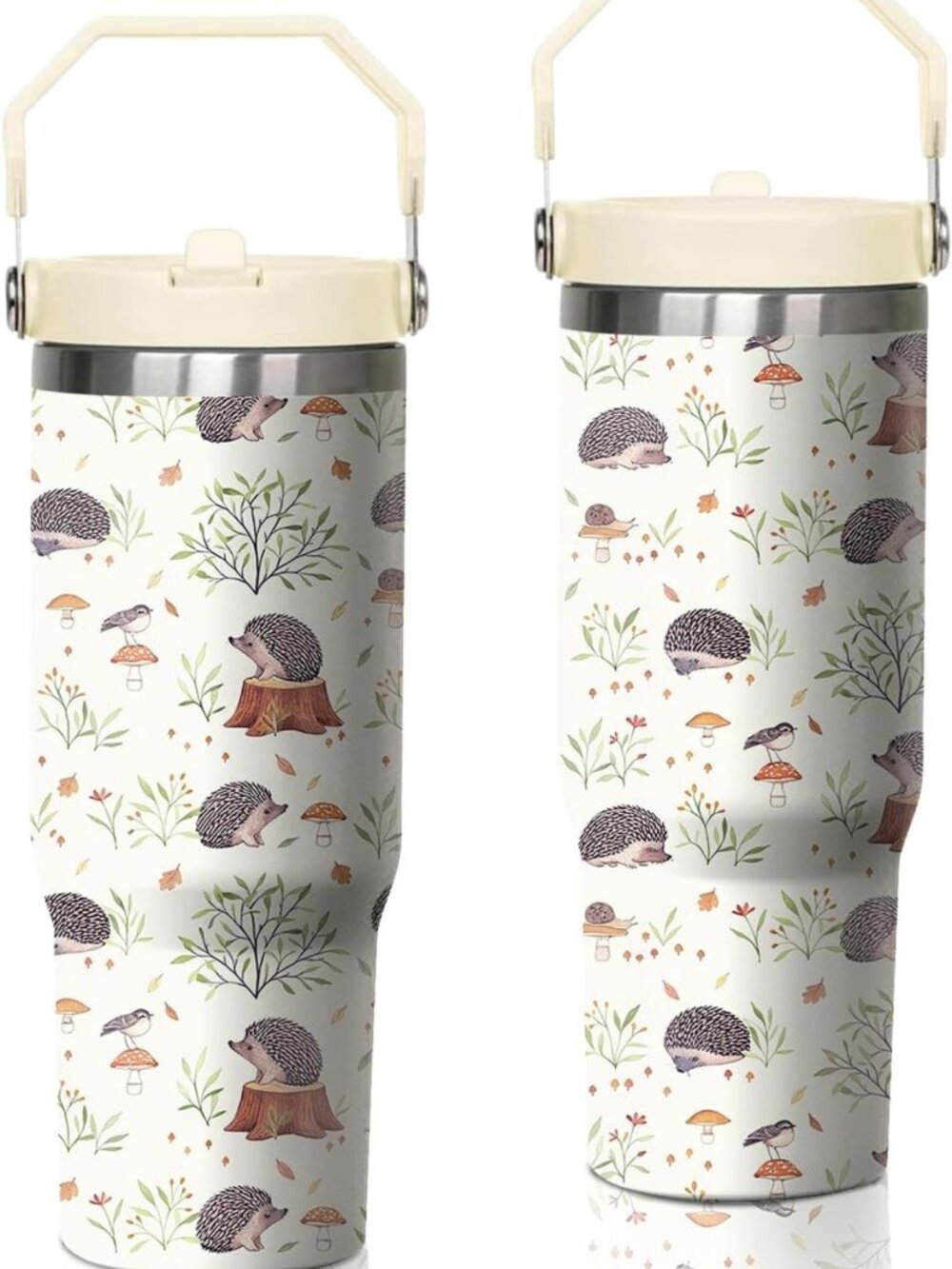 30oz Insulated Hedgehog Tumbler with Handle & Straw, Perfect Gift for Animal